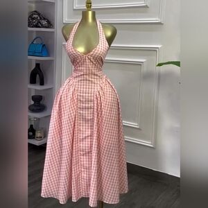 Plaid halter dress